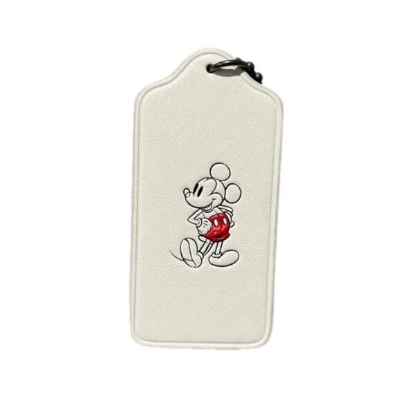 Coach X Disney Chalk Tag Mickey Mouse Leather Bag Tag NEW - Picture 1 of 2